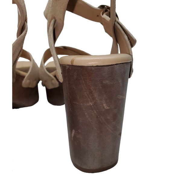 Sam Edelman Women’s Josefine Suede Tan Sandals Wooden Heel Size 6.5M - Picture 9 of 14